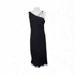 EVAN PICONE Women's black open strap one shoulder 90's Cocktail dress Sz 10P